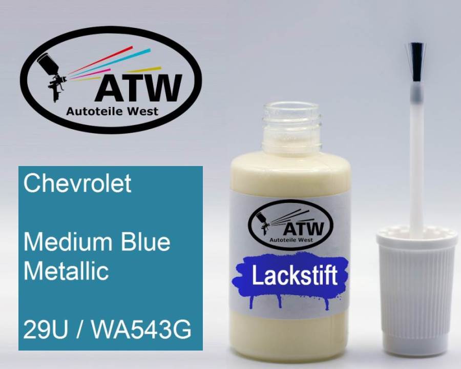Chevrolet, Medium Blue Metallic, 29U / WA543G: 20ml Lackstift, von ATW Autoteile West.